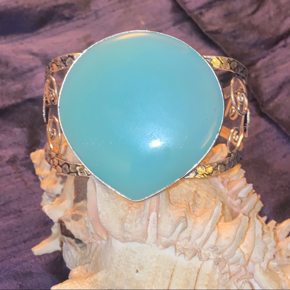 Blue Chalcedony handcrafted Adjustable cuff